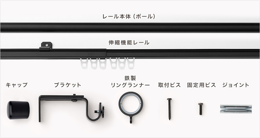 アイアンカーテンレール アクト レールセット内容