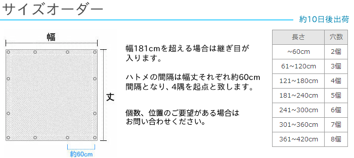 サンシェード オーダーサイズ
